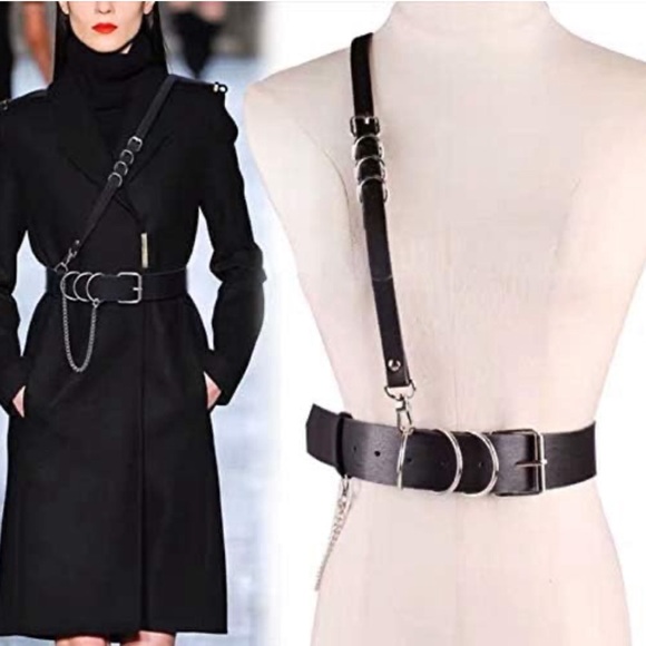 Fashion Harness Waist Body Belt Punk Chest Belt with Chains for Women - Picture 2 of 6